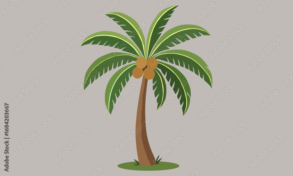 Obraz premium Tropical Coconut Palm Tree with Blue Sky and Beach Background