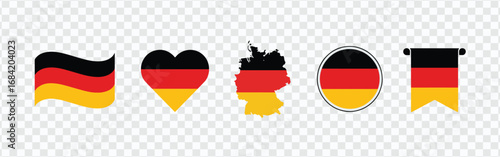 German Flag Symbols Collection: Flags, Heart, Map & Banner Icons