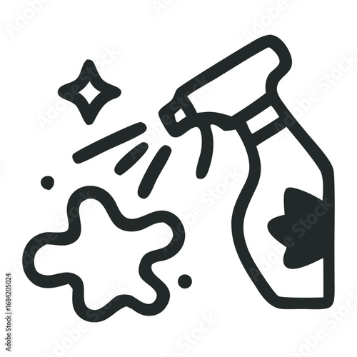 Cleaning spray bottle and splash with transparent background