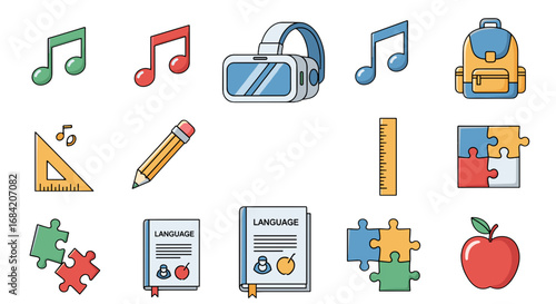 Illustration of school supplies and educational accessories