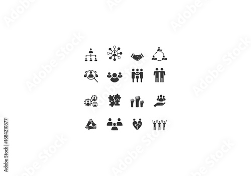Business teamwork people blue black icon set png on transparent background