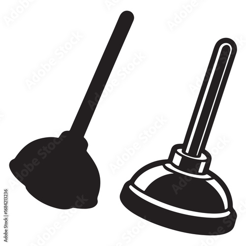 A black silhouette of a plunger vector