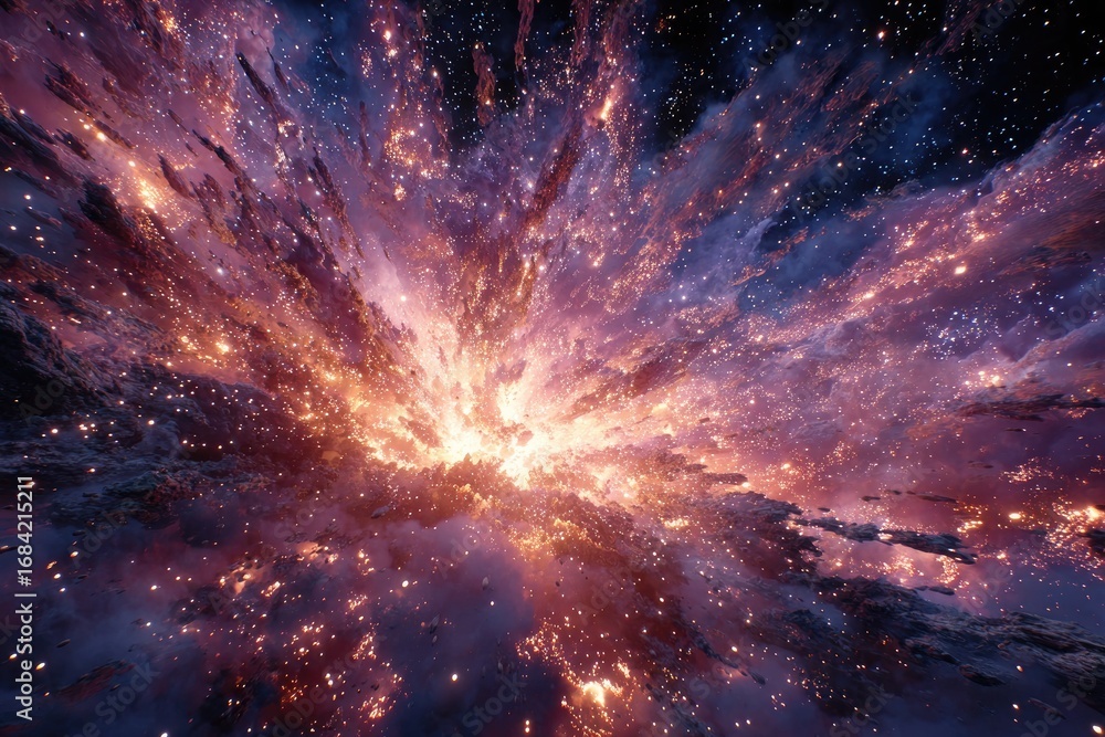 custom made wallpaper toronto digitalCosmic explosion; radiant nebula bursts outwards