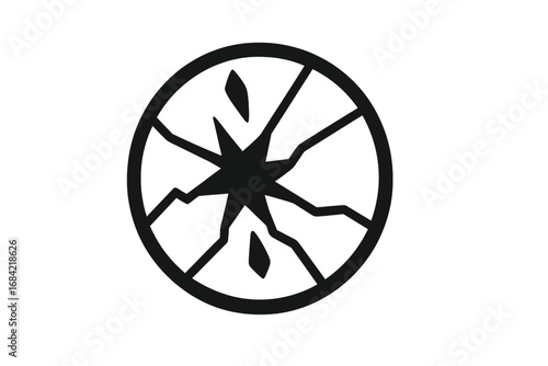 Broken glass vector icon. Shattered window symbol. Minimalistic sign of crack, damage, and impact. Fragile concept illustration for web, graphic design, apps, and ui.