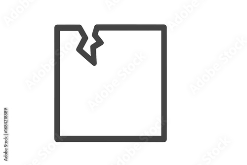 Broken box linear icon. Damaged package symbol for delivery and shipping. Fragile goods concept. Defective product pictogram. Handle with care sign. Vector line illustration.