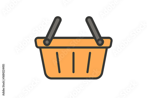 Colorful Shopping Basket Icon with Filled Outline. Minimalistic Linear Pictogram for Web, Graphic Design, E-commerce, Apps, Banners, Social Media, Cards, Vector Illustration