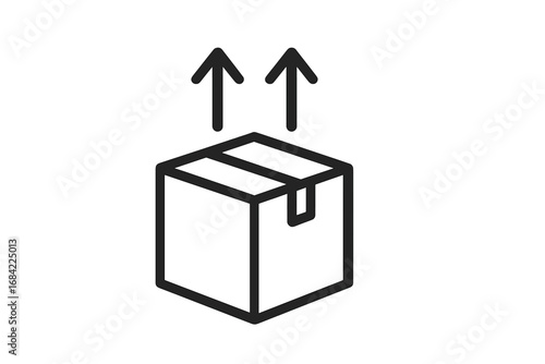 Shipping box icon. This side up symbol. Parcel delivery, cargo logistics, and package dispatch concept. Handle with care sign for freight. Minimalist outline for web design.