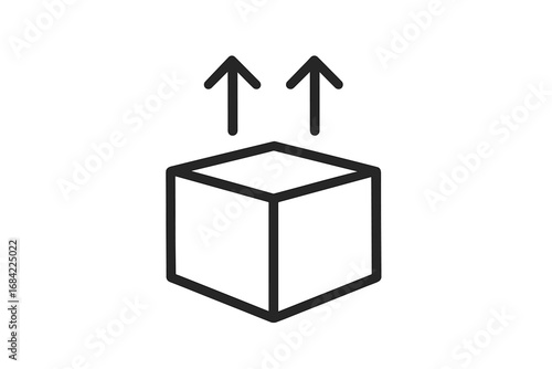 This side up icon. Box with arrows symbol. Shipping, delivery, logistics concept. Fragile package, handle with care sign. Unpacking, moving, and cargo vector line illustration.