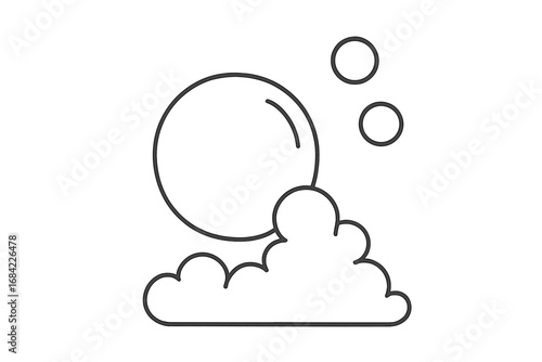 Simple bubble and foam line art illustration. Vector icon set of soap suds, fizzy pop, and effervescent water. Cartoon drawing for cleaning, washing, or bath concepts.