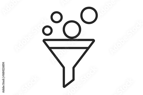 Filter icon for data sorting, information processing, and analysis. Minimalist funnel pictogram for lead generation, sales funnel, and conversion rate optimization concepts.