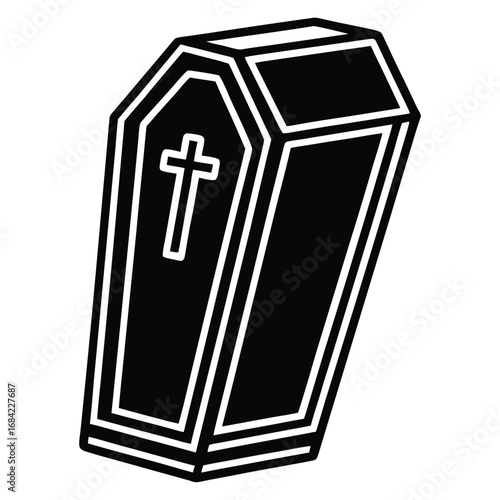 A silhouette icon of a coffin box