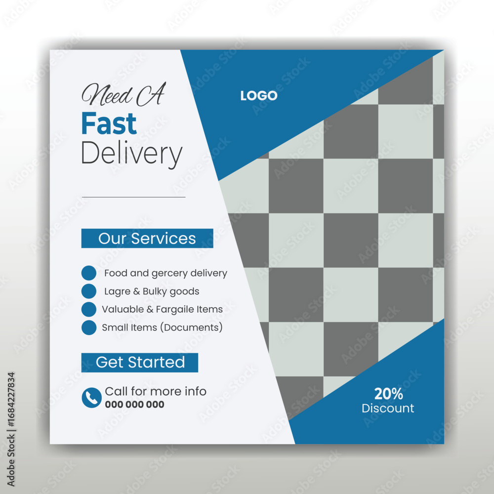 Obraz premium Vector fast delivery service social media post design template