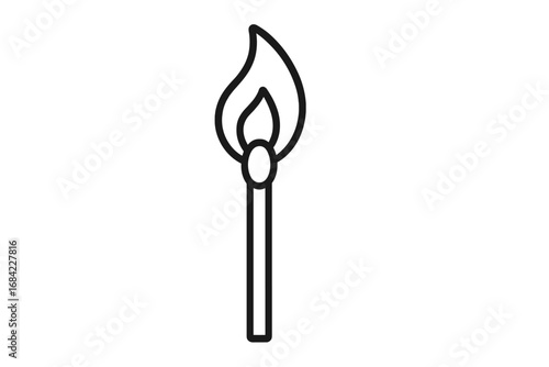 Matchstick Outline Icon, Linear Style Vector Graphic for Web Design, Apps, Advertisements, and Various Cards, Transparent Background, Cartoon Illustration, Ordered Set, Simple Minimalist Symbol