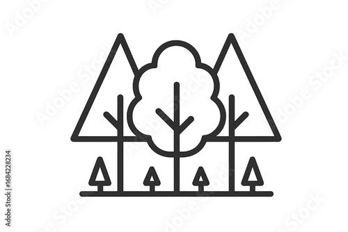 Modern outline style vector icon of forest trees with transparent background, cartoon illustration set for design, cards, apps, social networks, eco nature concept