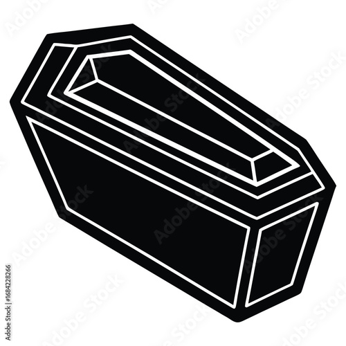 A silhouette icon of a coffin box