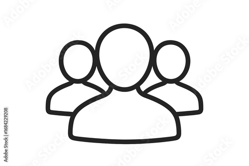 Hierarchy icon. Team leader, user group symbol. Business management, teamwork, community, leadership concept. People avatars. Outline vector for web design, app interface.