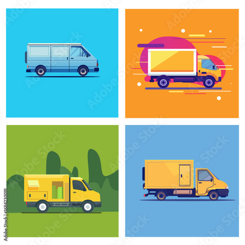 Delivery truck,delivery car vector set ,Cargo transport services,