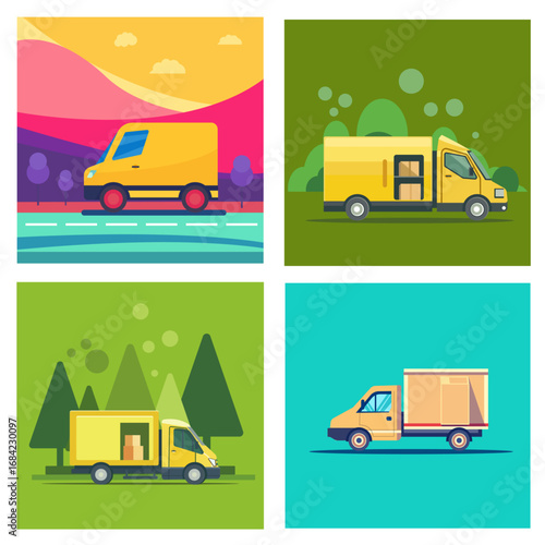 vector set of transport delivery car,truck,delivery truck vector,transport truck,