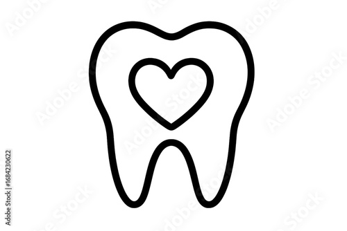 Tooth protection outline icon, dental care vector graphic for apps, web design, advertising, healthcare cards, cartoon illustration, oral hygiene symbol, transparent background