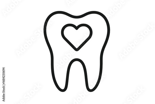 Tooth Protection Outline Icon for Graphic and Web Design, Apps, Adverts, Cards, Vector Cartoon Illustration with Transparent Background, Ordered Set, Dental Care Symbol