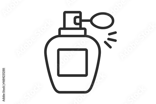 Perfume bottle line icon vector. Simple outline symbol of a classic fragrance spray with atomizer. Cosmetics, beauty and scent concept. Eau de toilette pictogram illustration.