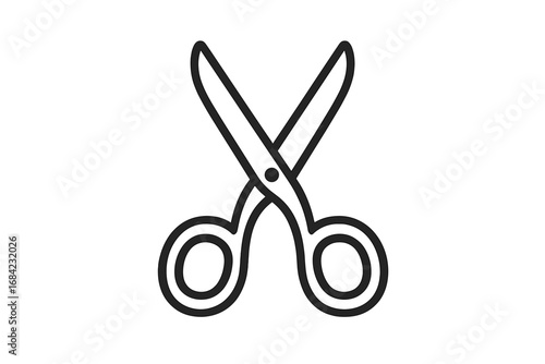 Minimalistic Scissors Thin Outline Icon for Web, Graphic Design, Apps, Banners, Social Networks, Cards, Vector Illustration with Transparent Background