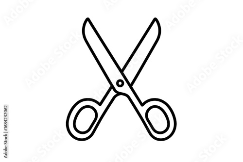 Scissors outline icon vector, graphic and web design tool, cutting tool illustration for apps, adverts, cards, office and craft supplies, transparent background cartoon style