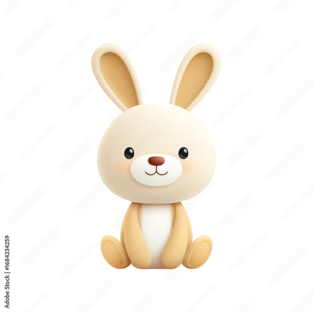 Fototapeta premium Cute cartoon rabbit with big ears and a friendly smile, perfect for children's design.