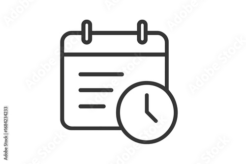 Vintage clock minimalist line icon, retro wall clock symbol, classic timepiece vector illustration, web and graphic design element, apps, banners, social media card design, transparent background