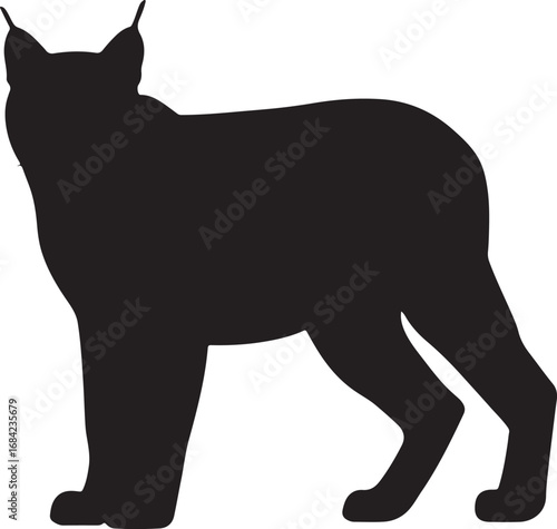 Elegant Lynx Silhouette Standing Proud Wild Cat Illustration Graphic Design Element Wildlife Art Animal Lover Design Resource Digital Image