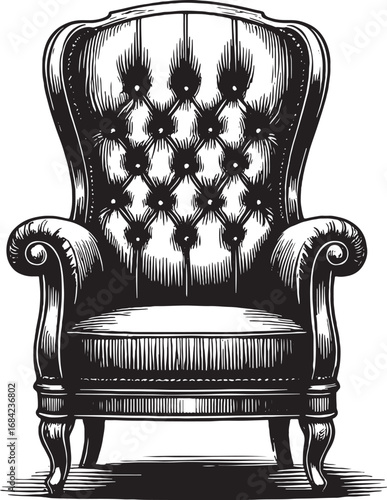Elegant Wingback Chair Vector Illustration Depicting Sophistication and Timeless Design Perfect for Interiors and Furniture Related Projects