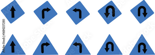 turn Right, Left, U sign set,right arrows symbol, traffic direction and Road safety, Black Arrow Sign Direction Icon illustration,
