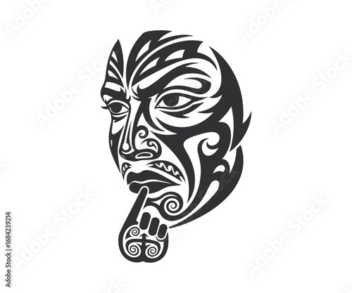 Thinking Expression Face Silhouette Icon, Bold Black Art