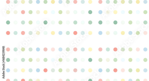 Pastel polka dot pattern isolated on white background with soft color palette