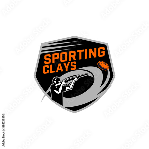 Sporting Clays Shooting Sports Target and Shotgun Gun Club Logo Template