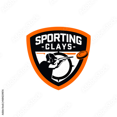 Sporting Clays Shooting Sports Target and Shotgun Gun Club Logo Template