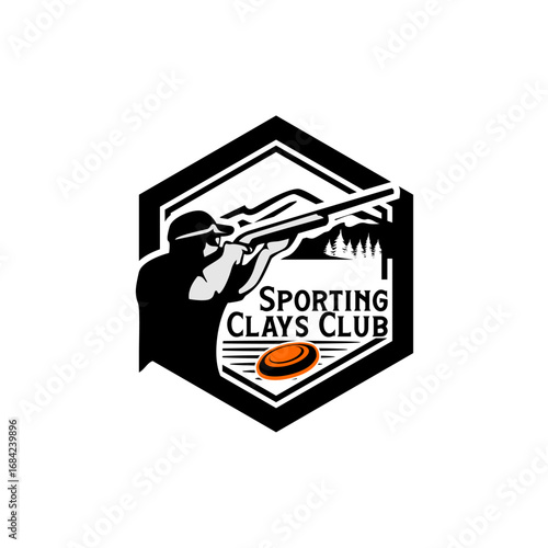 Sporting Clays Shooting Sports Target and Shotgun Gun Club Logo Template
