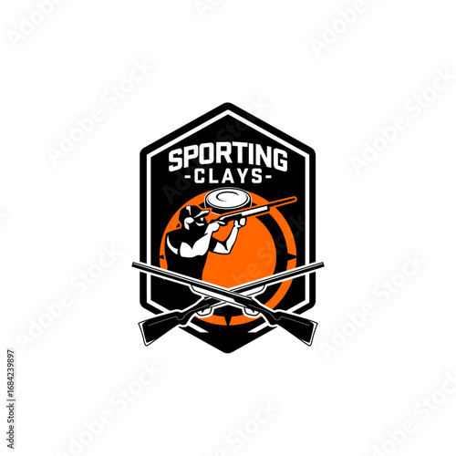 Sporting Clays Shooting Sports Target and Shotgun Gun Club Logo Template