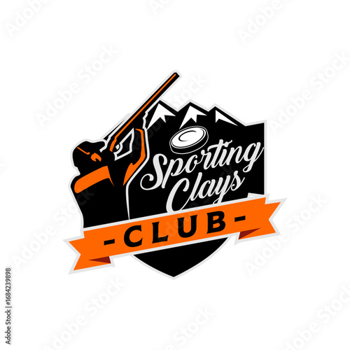 Sporting Clays Shooting Sports Target and Shotgun Gun Club Logo Template