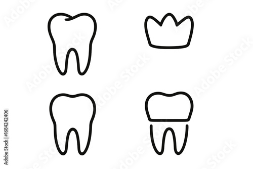 Wisdom Tooth Minimalistic Thin Outline Icon, Dental Health Concept, Tooth Vector Design for Web, Graphic Design, Apps, Banners, Social Networks, and Cards Illustration