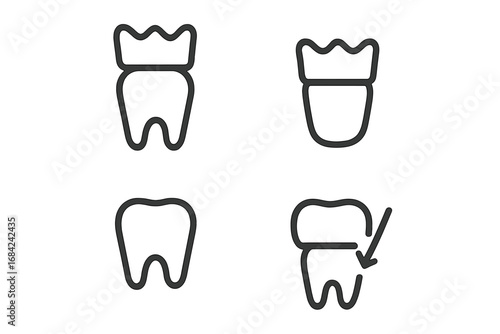 Minimalistic Thin Outline Wisdom Tooth Icon, Dental Care Symbol, Oral Health Vector Illustration for Web, App, Banner, Social Media, and Graphic Design