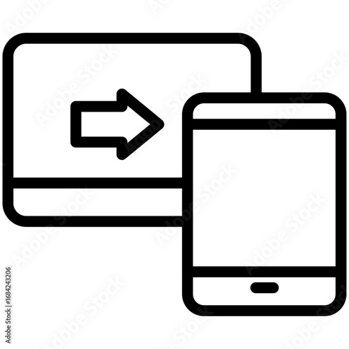 Tablet to Laptop Line Icon of Device switching (tablet to PC, phone to smart TV) Icon Set