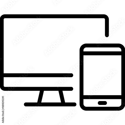 Desktop to Smartphone Line Icon of Device switching (tablet to PC, phone to smart TV) Icon Set