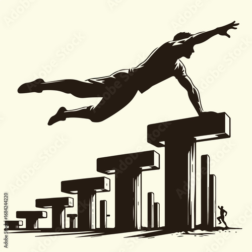 vector illustration of a parkour player