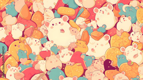 Wallpaper Mural flat vector comic style abstract background cute hamster Torontodigital.ca
