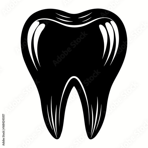 Black silhouette of a healthy tooth with white highlights