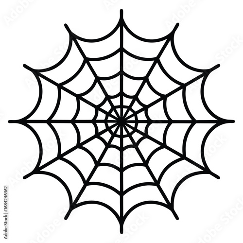 A silhouette icon of a spider web