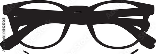 Retro Black Eye Glasses Vector Illustration Offering Clear Vision and Intellectual Style Perfect for Fashion Eyewear Concepts