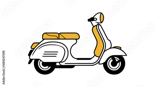 Classic white and yellow scooter illustration