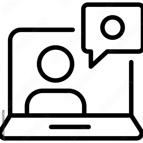 Laptop Chat Line Icon of Virtual Hangout Spaces Icon Set